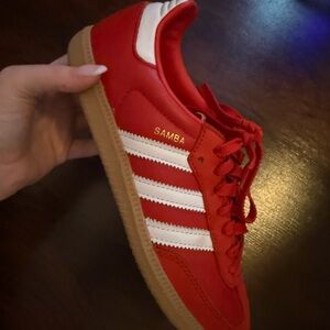 Adidas Samba Red White Gum-Soled Sneakers